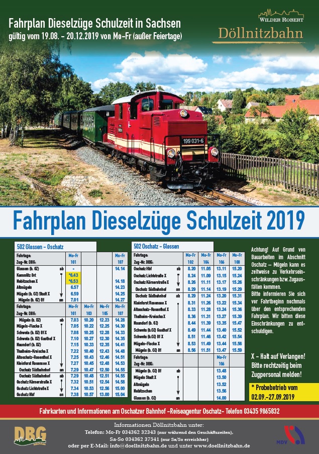 Fahrplanerweiterung im Probebetrieb | Döllnitzbahn